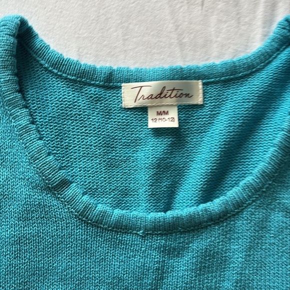 Traditions Knit Tank Top – Size Medium | Boho Lace Hem | Turquoise Trend | - Picture 2 of 6